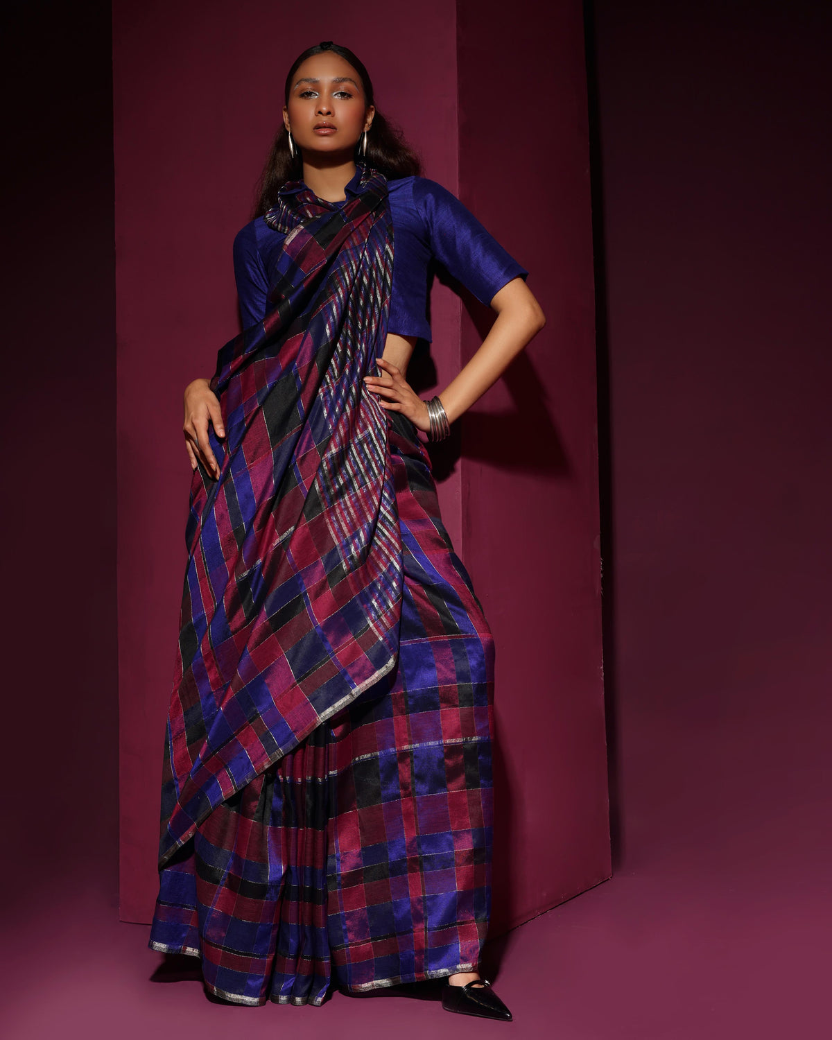 Shoonyata Tartan Saree