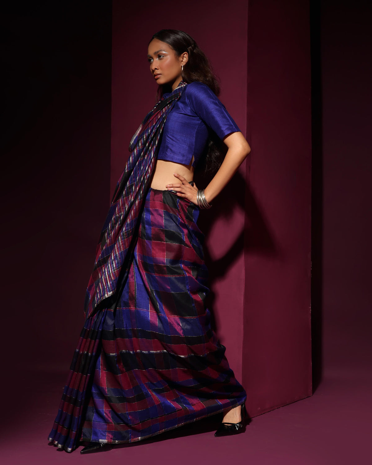 Shoonyata Tartan Saree