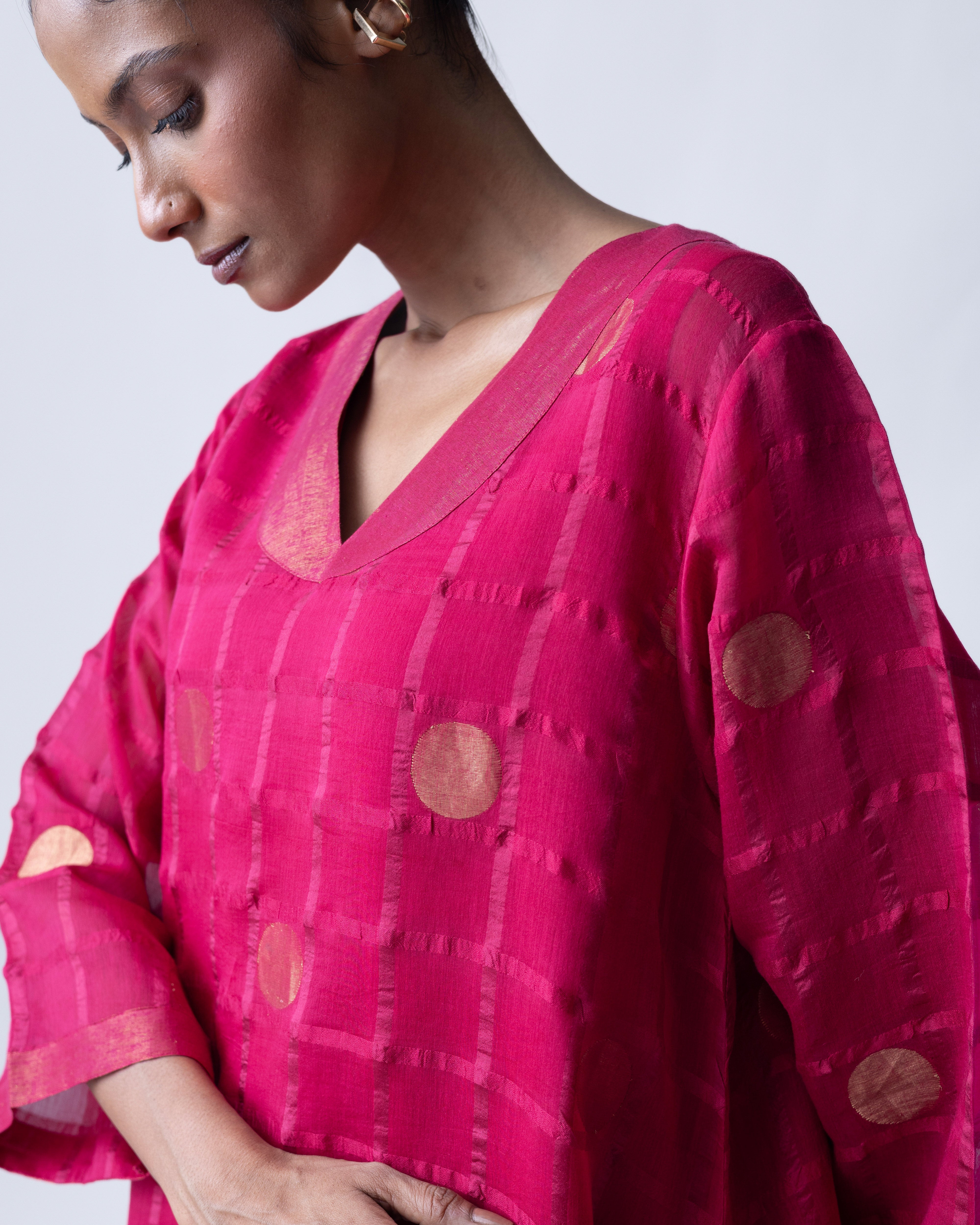 Ananyata Polka Dots Sheer Choga Kurta