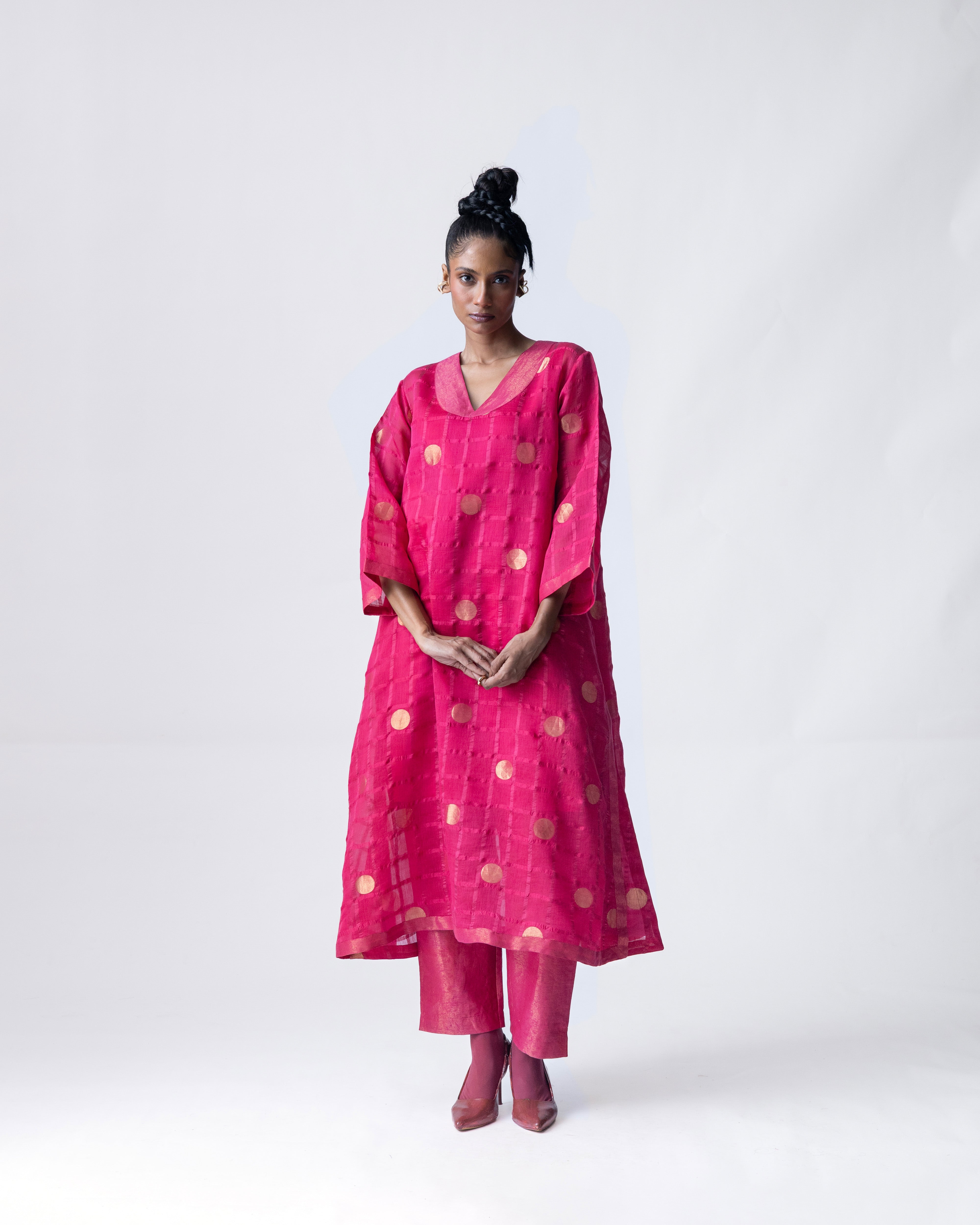 Ananyata Polka Dots Sheer Choga Kurta