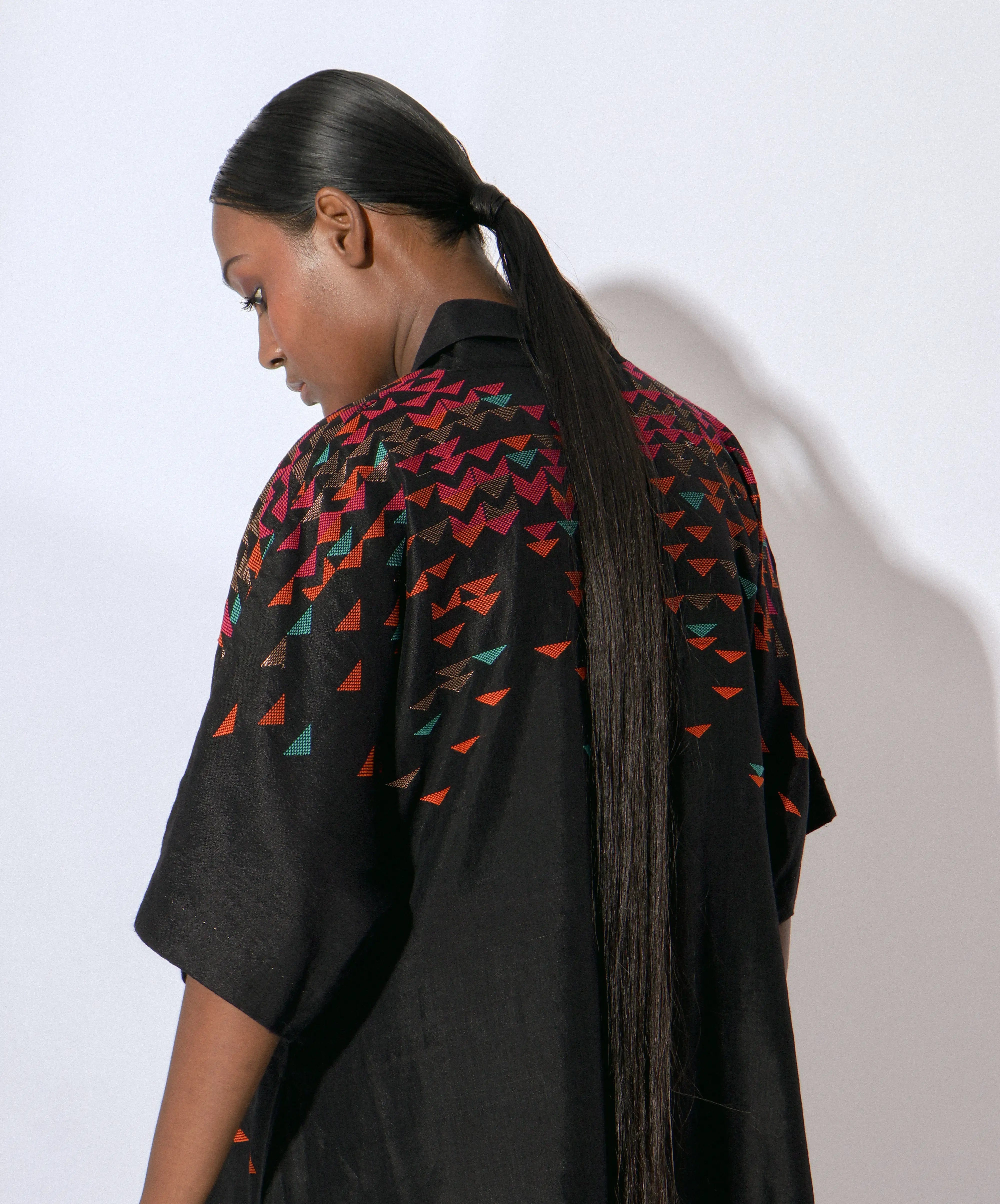 Stardust Onyx Shawl Collar A-Line Dress