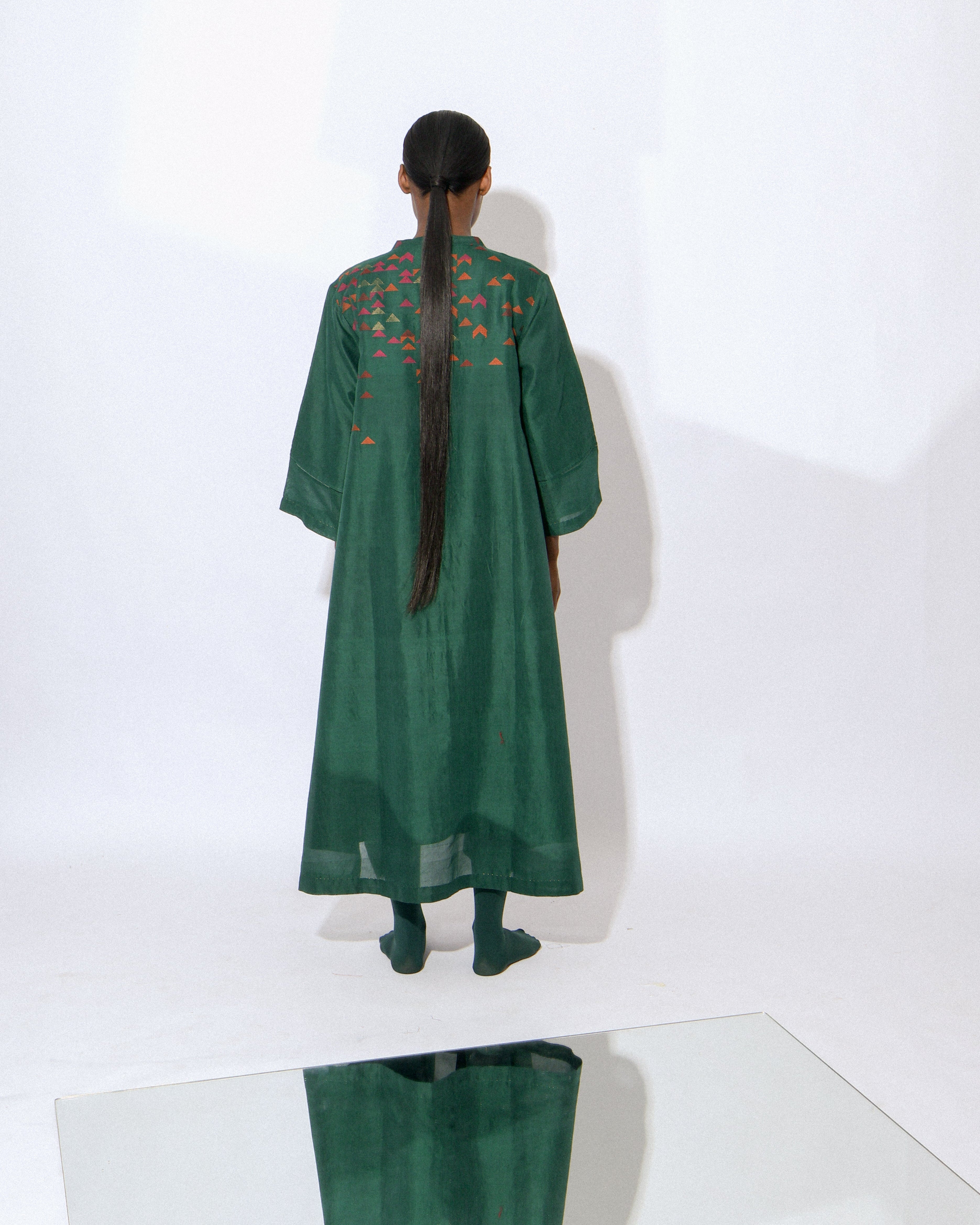 Stardust Emerald Front Open Placket Dress