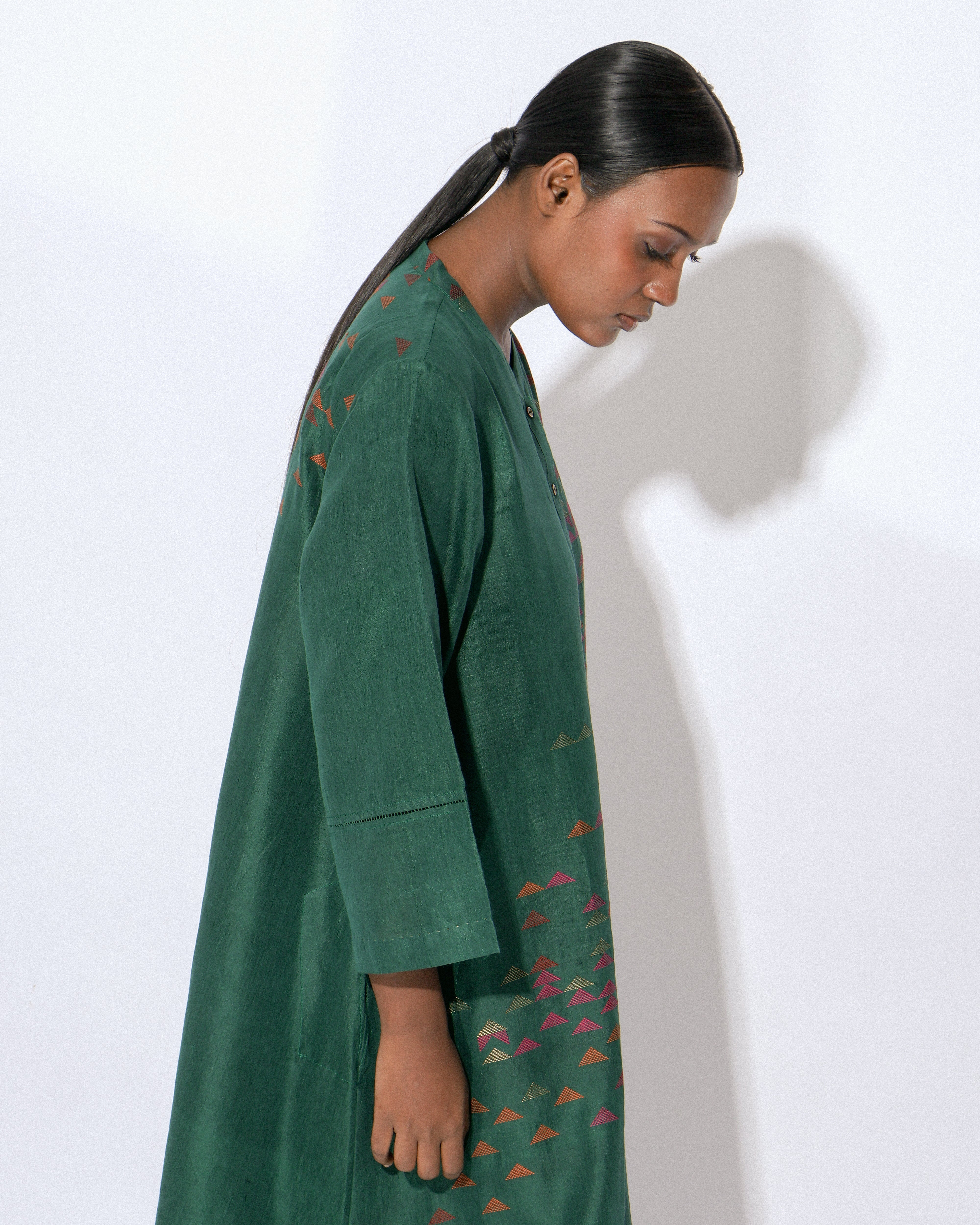 Stardust Emerald Front Open Placket Dress