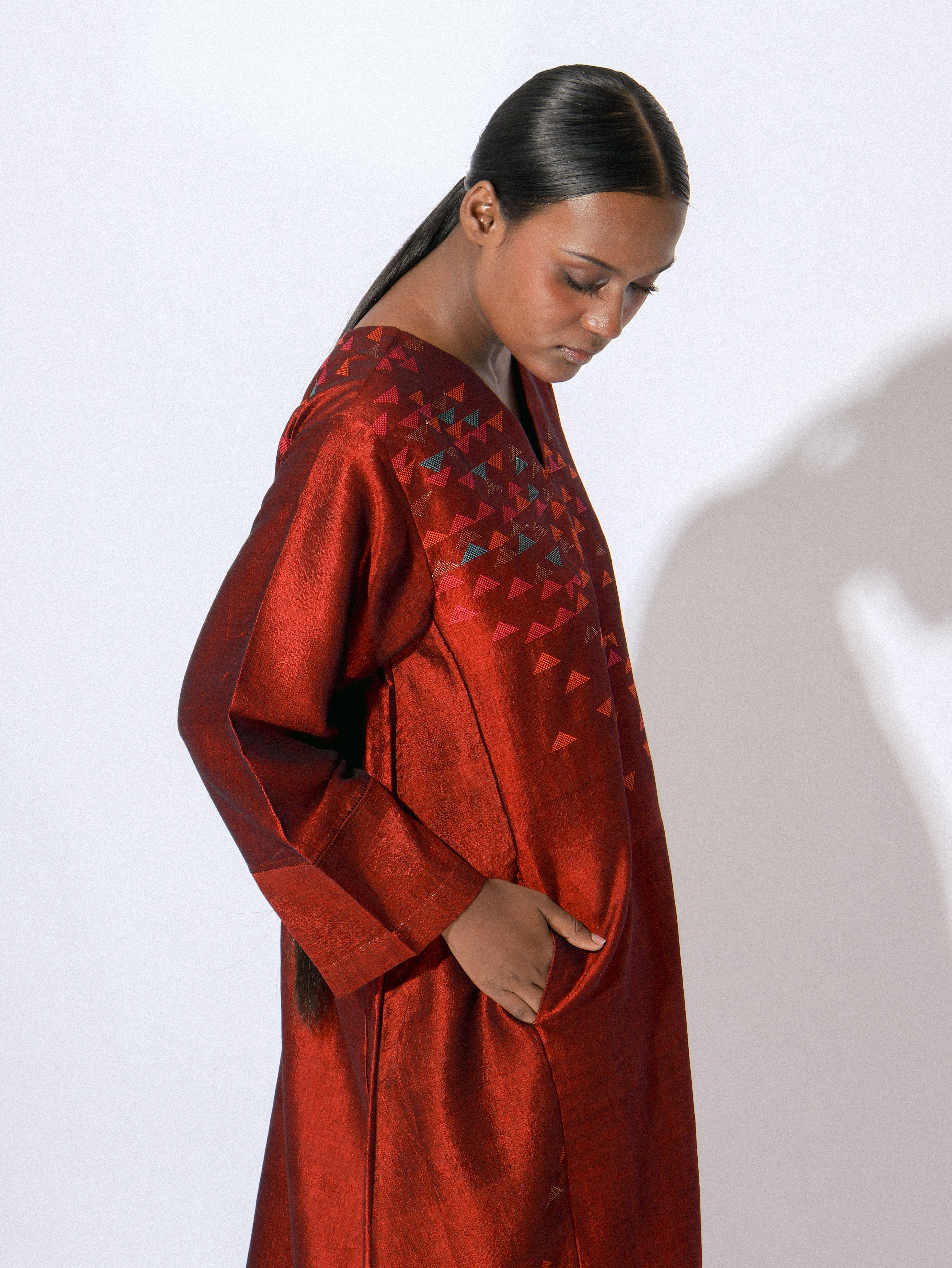 Stardust Ruby V Neck Panelled Dress