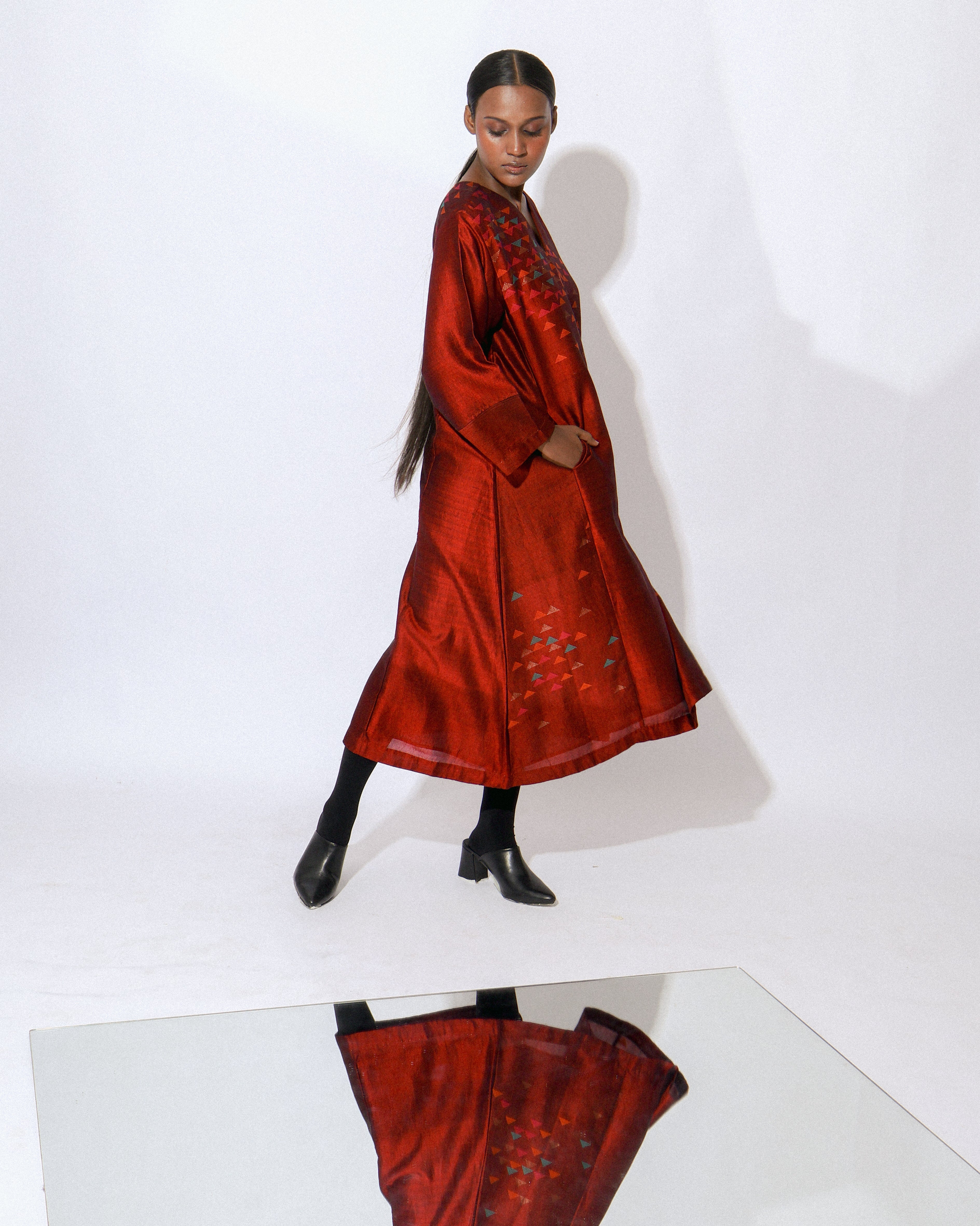 Stardust Ruby V Neck Panelled Dress