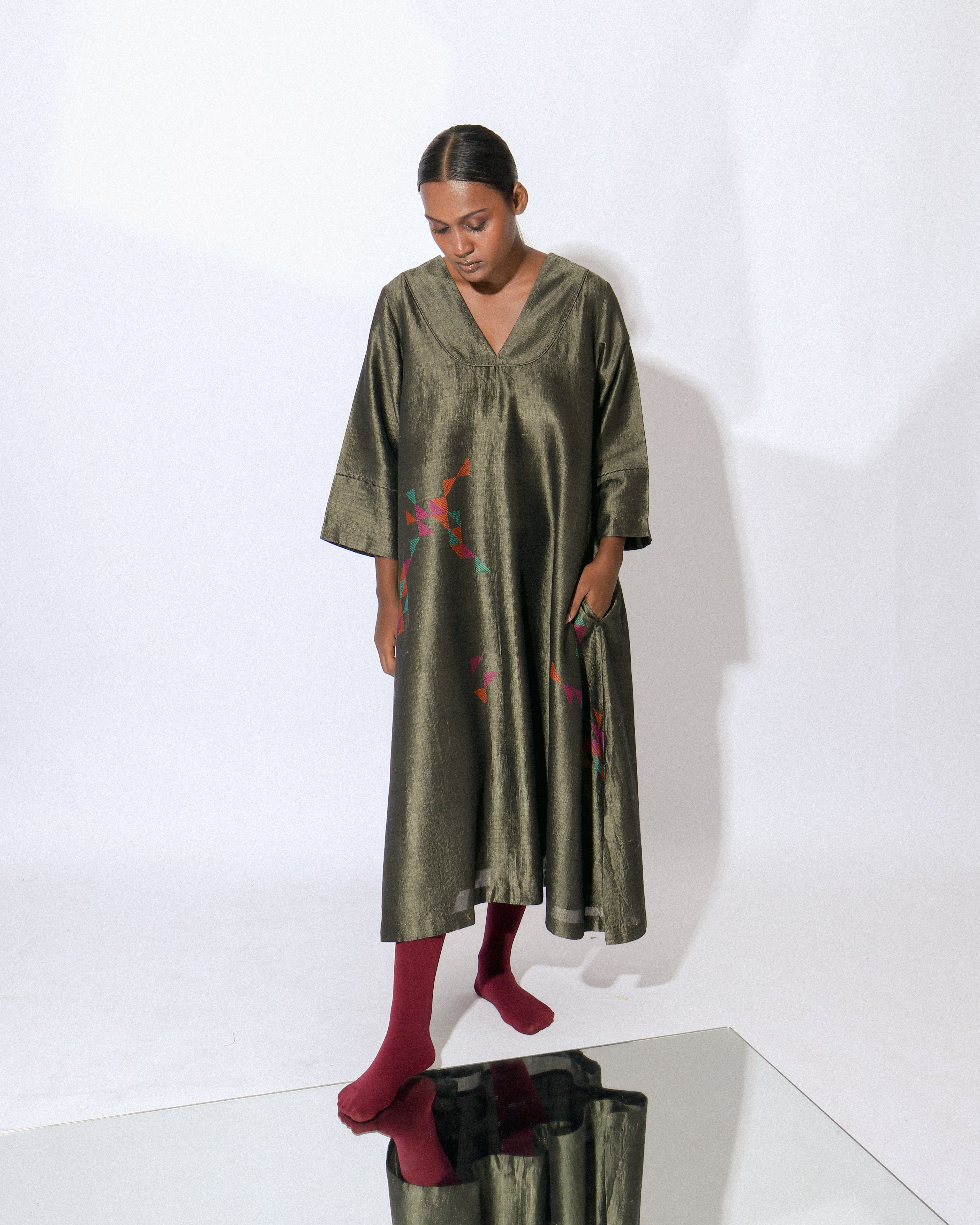 Strardust Greige Choga Neck Dress