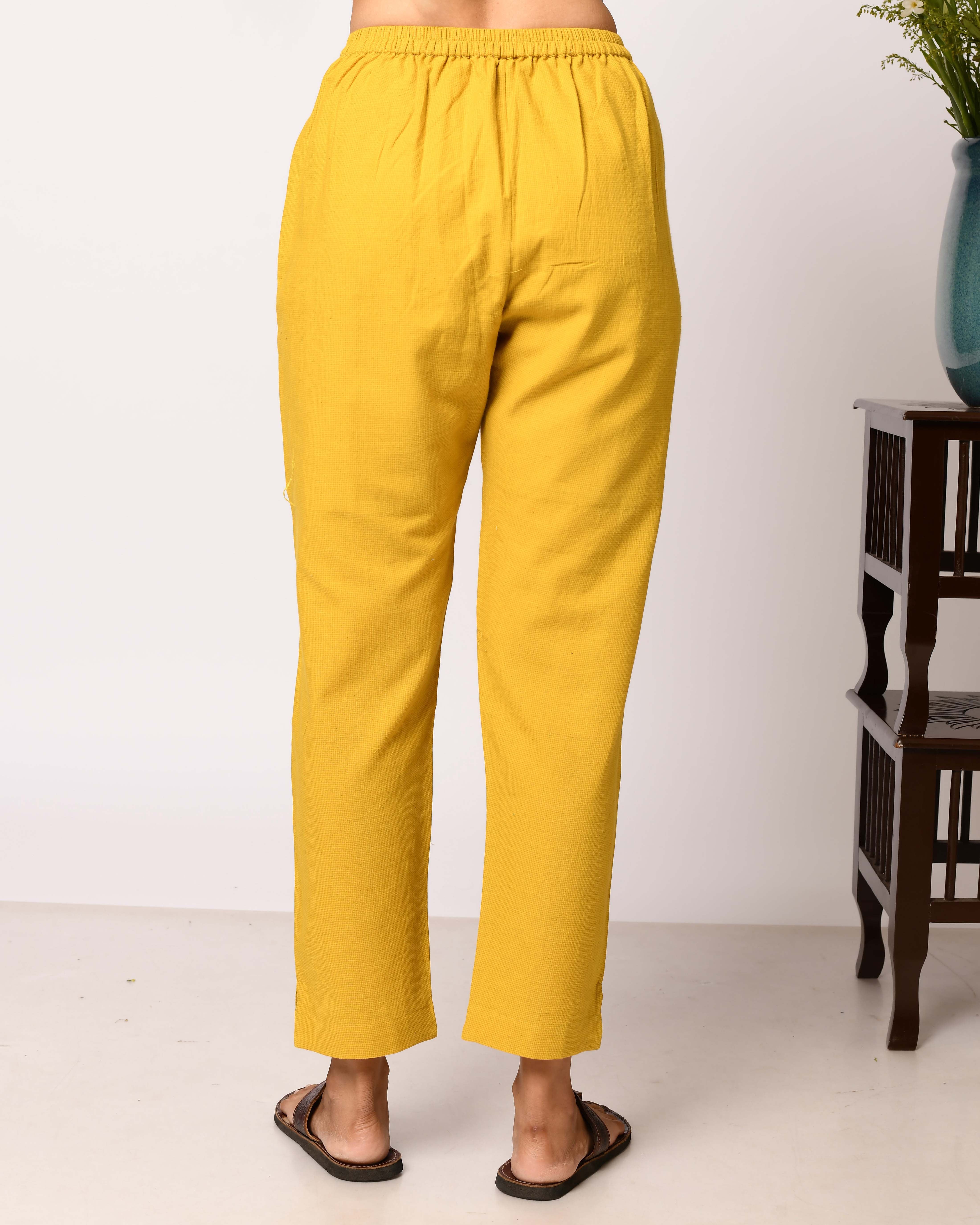 Maati Yellow Houndstooth Pants