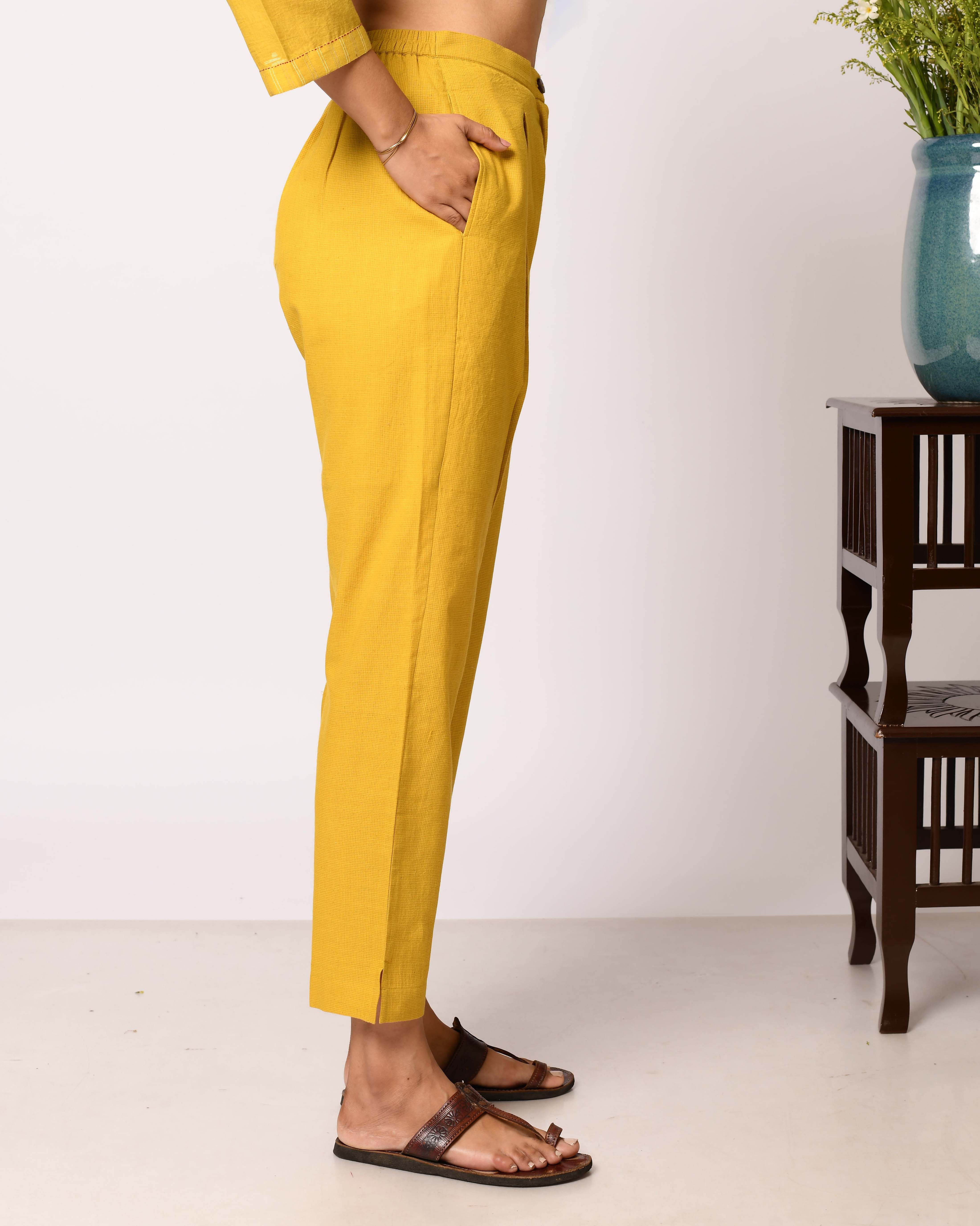 Maati Yellow Houndstooth Pants
