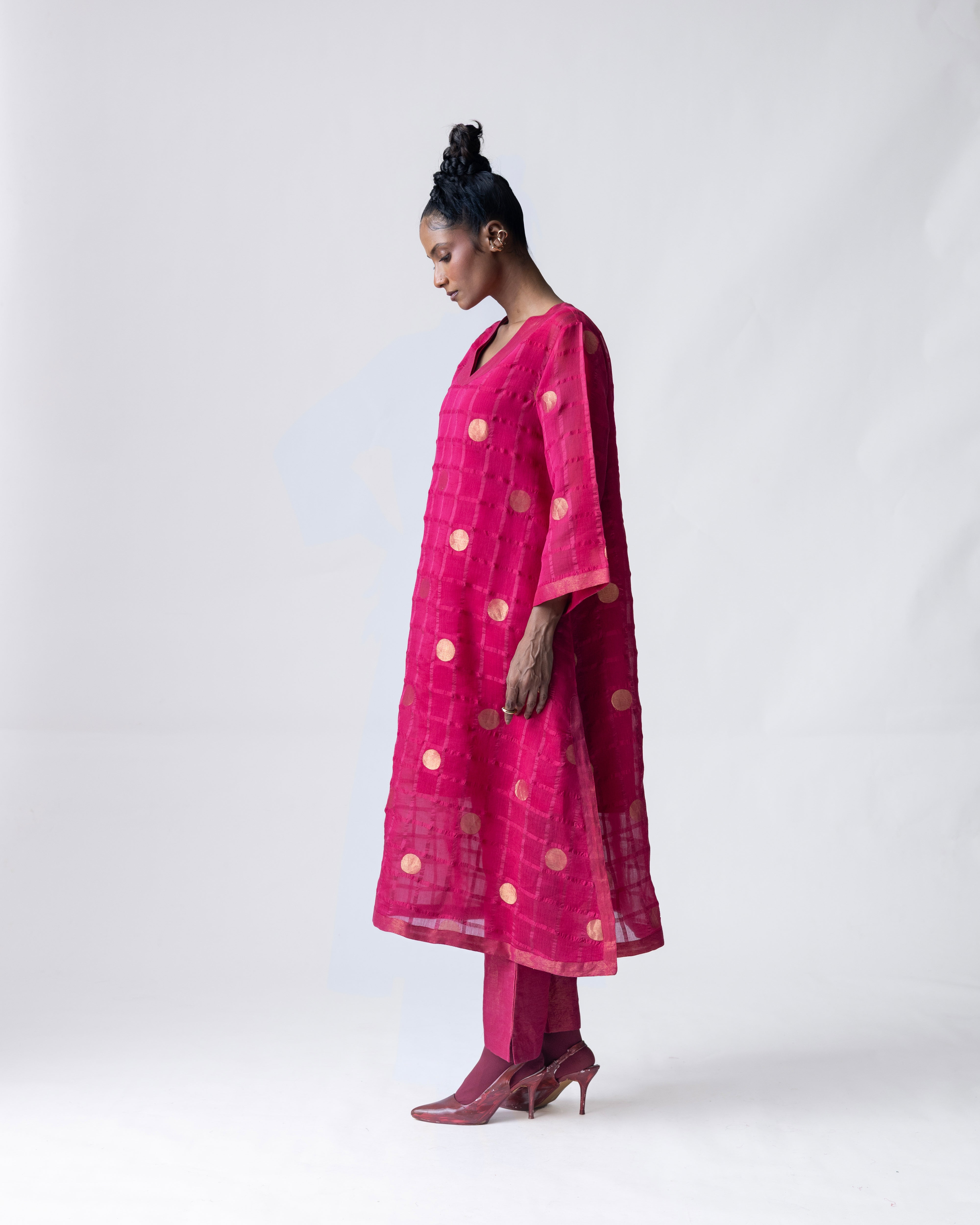 Ananyata Polka Dots Sheer Choga Kurta