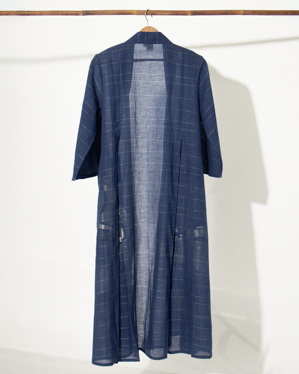 Handwoven cotton khadi Jamdani Overlay/Cape-Indigo| Karomi crafts